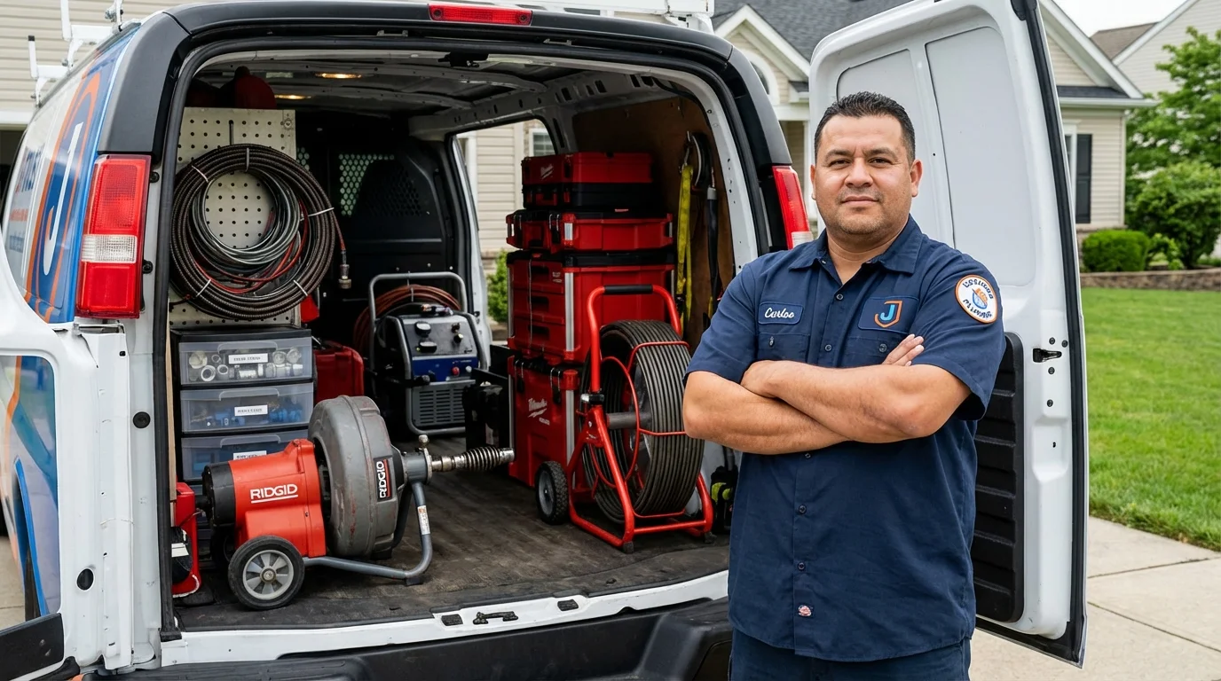 Professional drain cleaning equipment and Johns Plumbing LLC plumber in Evergreen